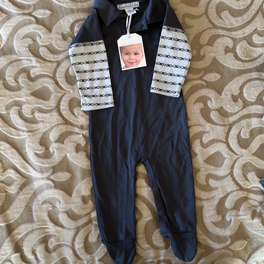 Organic 100% Pima Cotton L/S 1 piece.Size 0-3 mths by Feather Baby